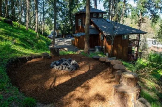 Tranquil Forested Cabin with Sauna, Home Gym, & AC