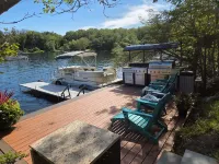 Lake Front Bethel Woods Dine Alfresco 4 Burner Grill and Flat Top on Lake & Frig
