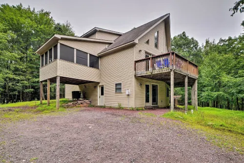Deck, Hot Tub & Game Room: Lake Harmony Home - Beach