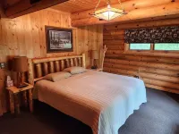 cozy lake house, full log cabin on beautiful shell lake, w/ wonderful loft.