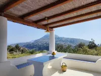 Typical Aeolian house surrounded by Mediterranean nature