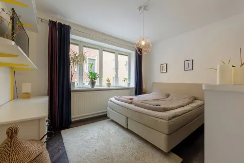 Vibrant neighbourhood in the heart of popular Södermalm. Safe and central street