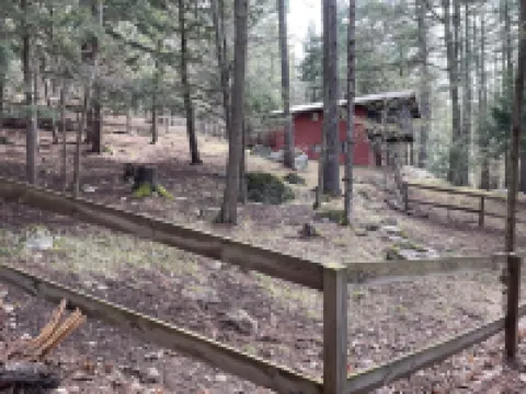 Secluded house with enclosed dog yard on 200 acre family estate