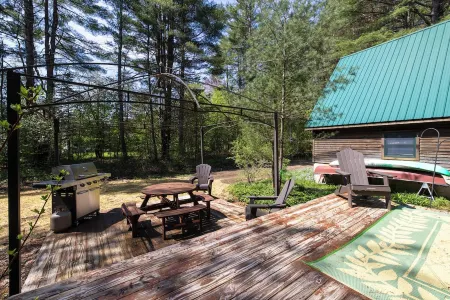Modern Treetop Log Cabin in the Heart of Schroon Lake