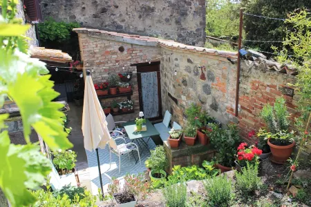 Loft with flowered courtyard in Val d'Orcia Radicofani
