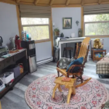 Fanciful mountainside yurt with private bathhouse