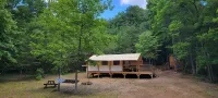 Charming meadow camp in the forest  mountains near fish pond. Events are OK. Pet