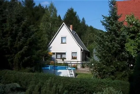 Cozy vacation home with an outdoor pool in a peaceful location by the forest