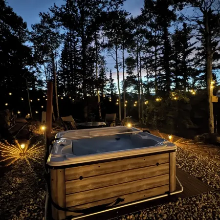 New!  Cozy 2-bedroom A-Frame with Hot Tub, Fire Pit, WiFi, AC and VIEWS!