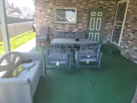 Waterfront with Boat Dock on Detroit River Channel. Fish from the Backyard