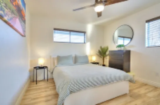 Modern retreat with games room in central location!