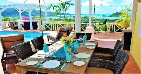 HOLIDAY DISCOUNTS!! PANORAMIC SEA VIEWS! LUXURY, POOL, OVERLOOKS JOLLY HARBOUR