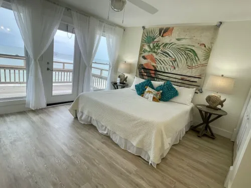 Panoramic view of the sugar white sand and the sparkling Emerald waters