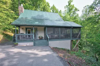 Cozy cabin with mtn view and an awesome media room in charming Townsend. Hotels near The Lily Barn