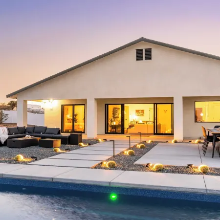Bocce PoolSpa Game Room Firepit Modern Oasis Yucca Haven by AvantStay