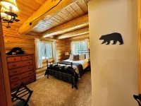 Renovated, roomy, 4BR, private log cabin with rec room, Starlink, views & more…