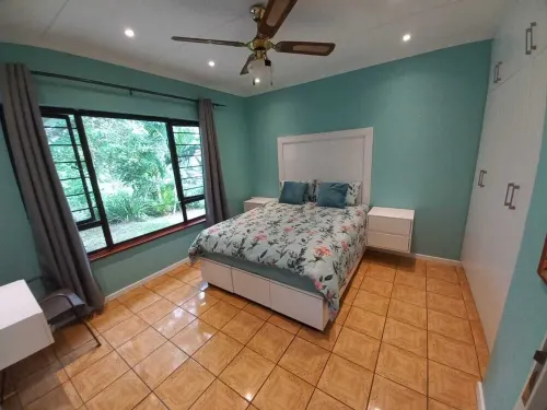 Self catering accommodation with a garden view. 100mt from the beach