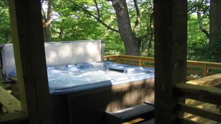 Vintage River Cabin, Log, Riverfront, Fireplace, dock, hottub, skylights, CHARM