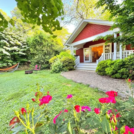 Incredible fenced in dog friendly cottage in downtown Brevard with hot tub!