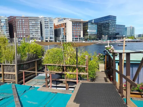 Boat with a view in center of Amsterdam