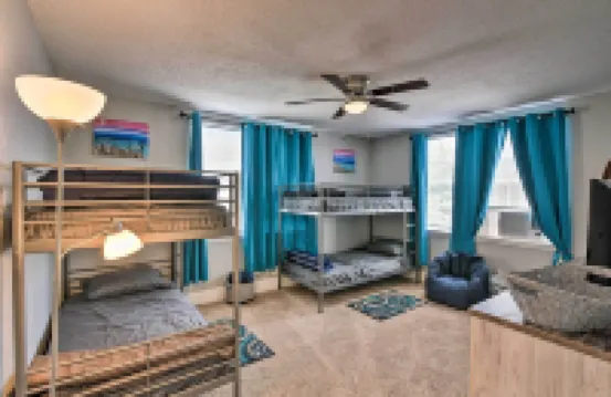 Walk to Beach: Breezy Galveston Apt w/ Deck!
