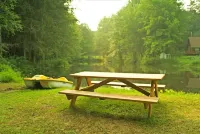 Glamp in this Cozy Tiny A-Frame Cabin: Electricity, Heating, AC, Wi-Fi & Hot Tub