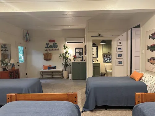 Secluded Waterfront Getaway - Huge Game Room, Fire Pit, 2.5 BR + 5 bed Bunk Room