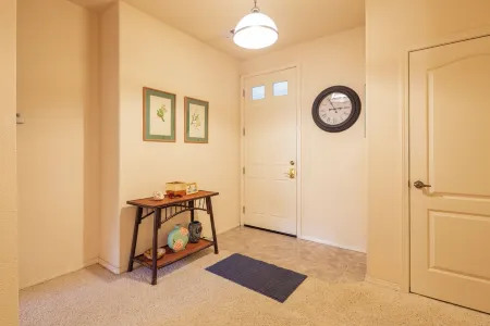 Center model of lux triplex with kaweah river running by property.