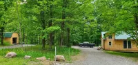 Newly built cabin in cozy wooded setting
