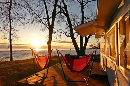 Private Beach on Lake Sleeps 17: Two Cabins, Kayaks, Docks, & Firepits