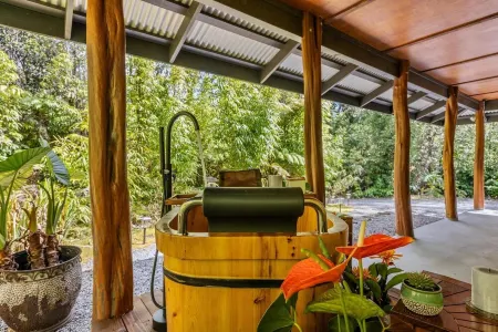 Volcano Tea House Cottage - Spa Bath, Hot Tub, and Fireplace with Japanese Decor