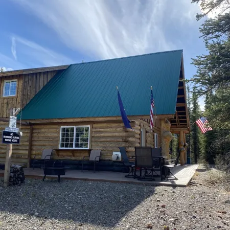 Log House on Denali Airstrip at Mile Post 229.5 of the Parks Highway.