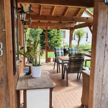 lovingly furnished cottage with terrace in the countryside