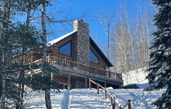 Log Cabin style lake house on Sea Lion Lake