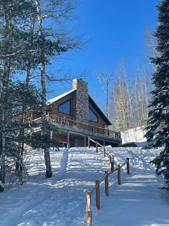 Log Cabin style lake house on Sea Lion Lake
