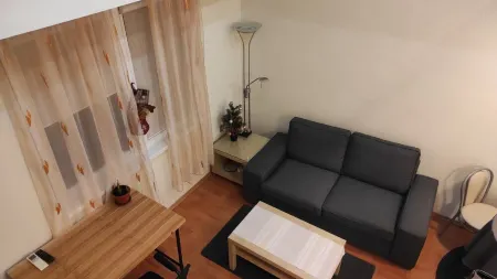 Comfortable, non-standard place to relax on two floors.