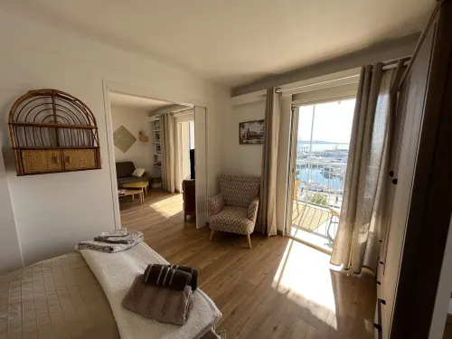 Panoramic sea view of port and beaches