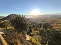 A balcony overlooking the Sierra Nevada.