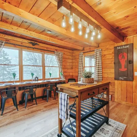 NEW!  3 Acre Log Cabin w/ Bay Views, Firepit & Grill Near Acadia