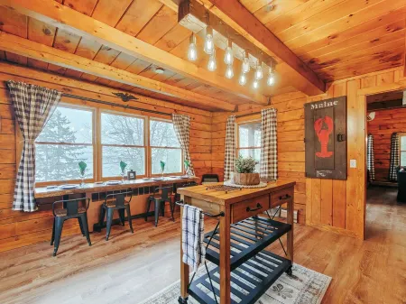 NEW!  3 Acre Log Cabin w/ Bay Views, Firepit & Grill Near Acadia