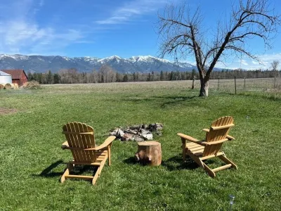 Glamping Near Glacier & Airport, 80 Acres, River Access, Mtn Views: Tent D