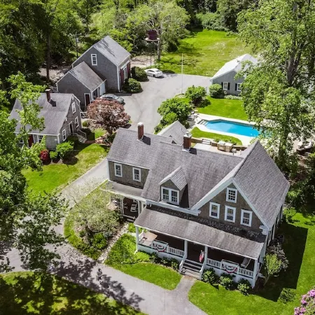 Cape Cod Estate: 2 Homes, Pool, Tennis Court, Game Barn and Bar, Sleeps 20