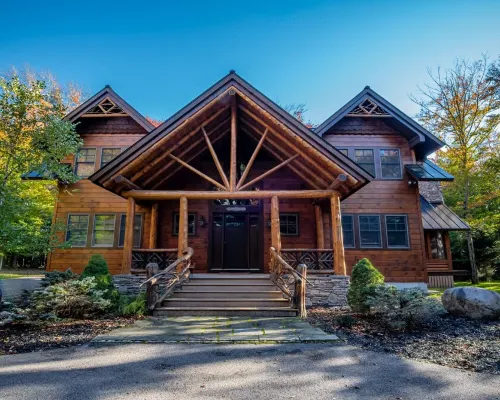 New Large Adirondack Lodge with Pond Waterfront and A/C Hotels in Webb