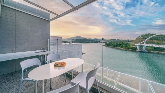 여수 시로리조트풀빌라의 오션뷰 풍경