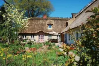 Pure idyll in a secluded location under the thatch at the edge of the forest