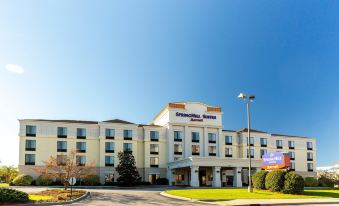 a springhill suites hotel with its name displayed in large letters , surrounded by a parking lot at SpringHill Suites Florence