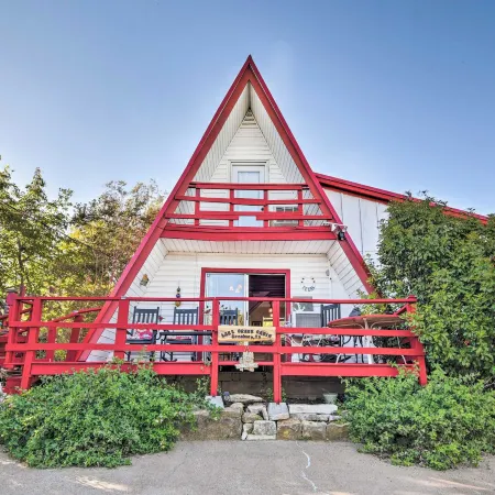 Steps to Lake! Charming Cabin: Pool Access & Decks