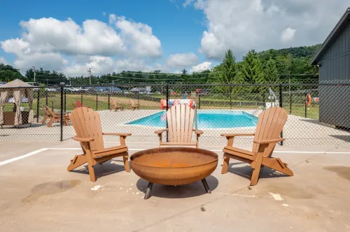 Poolside Access and Patio - Charming Suite Escape Hotels in Garrett County