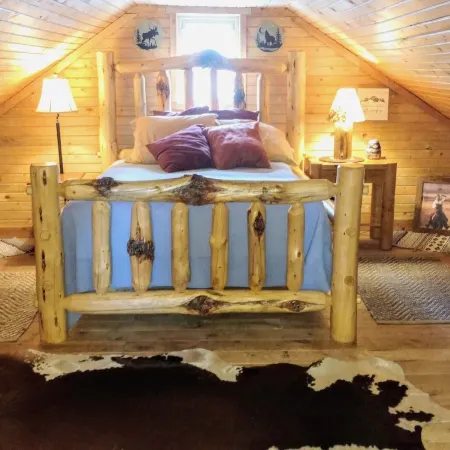 Iconic Log Cabin At The Yellowstone River Ranch