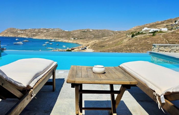 Villa with Private Infinity Pool, Steps from Elia Beach